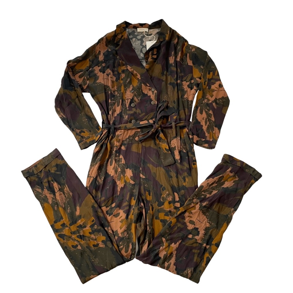 Louizon dark floral print double breasted jumpsuit one piece coord